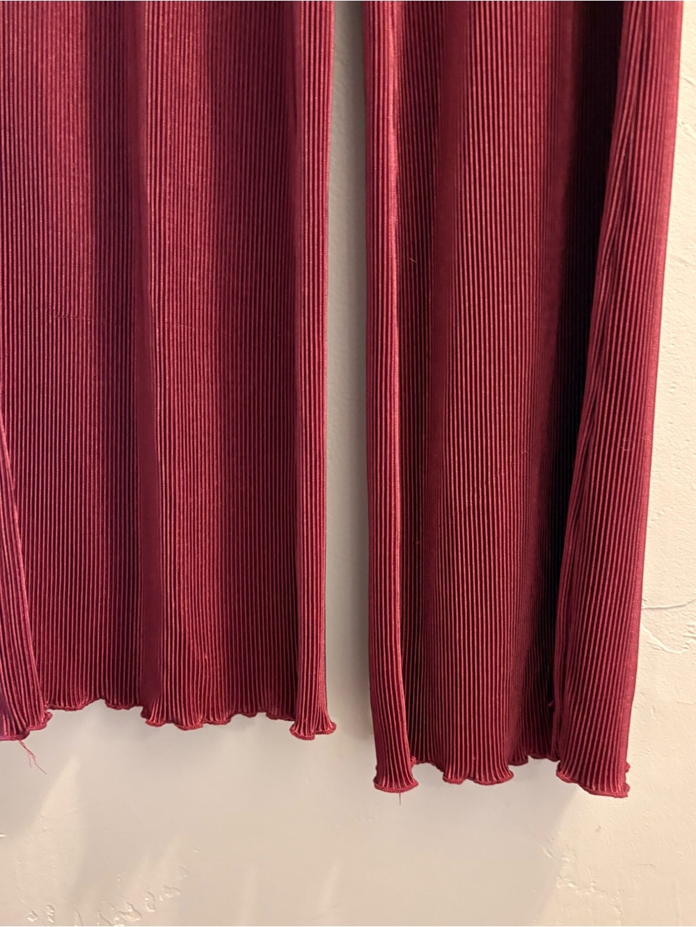 Ribbed Deep Burgundy Wide-Leg Pants - Picture 2 of 5
